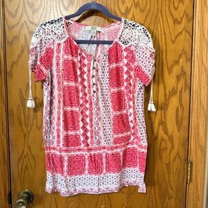 Crochet-Trim Peasant Tunic size Large